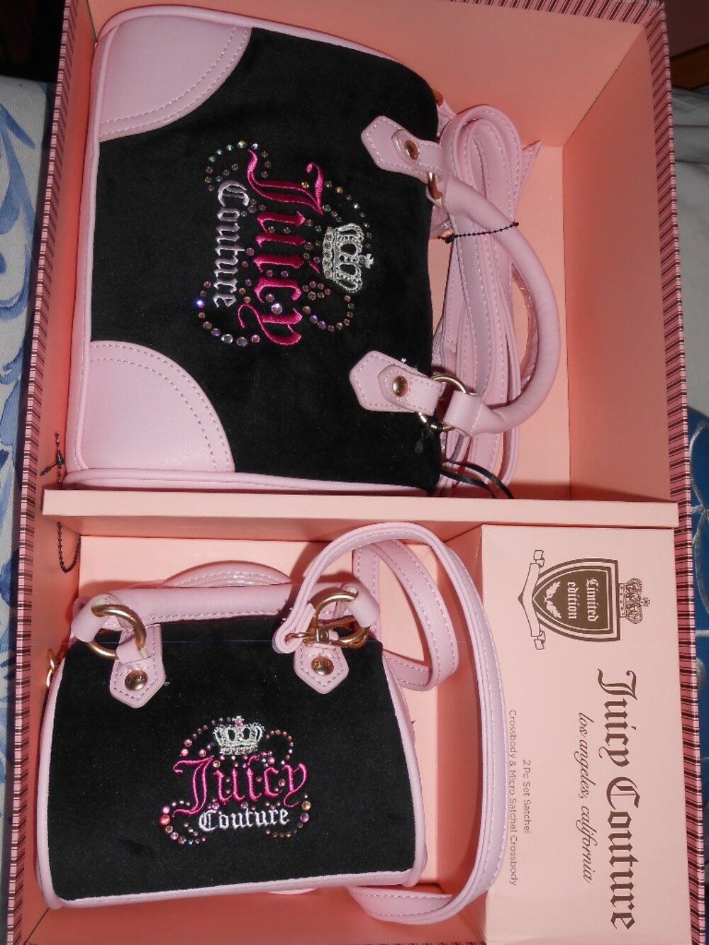 NEW IN BOX JUICY COUTURE 2 PC Mommy And Me Gift SET SATCHEL CROSSBODY Bags